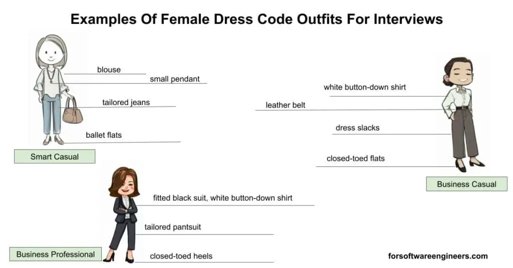 woman dress code for interview visual examples