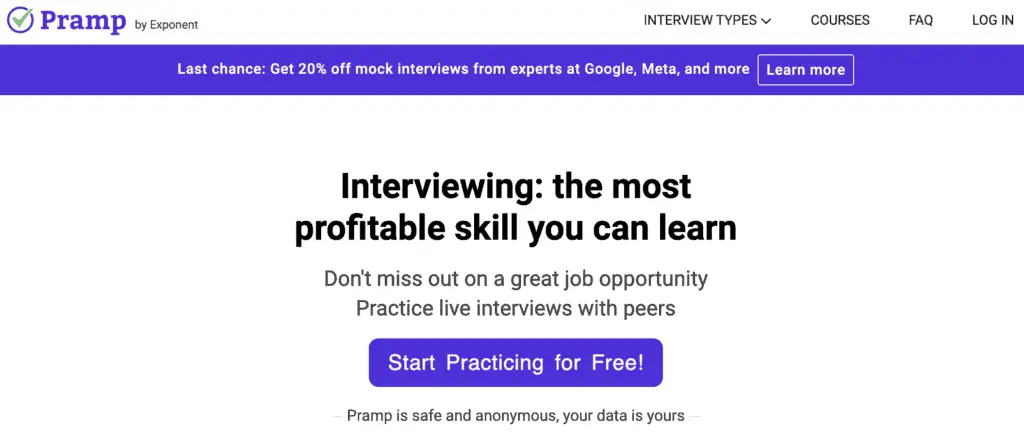 pramp mock interview platform